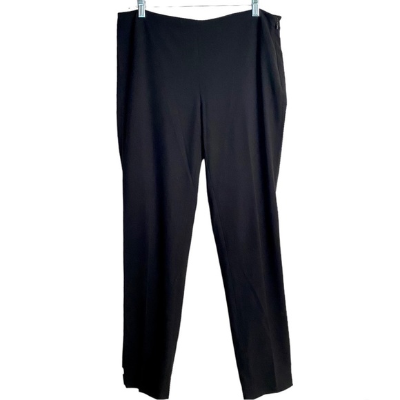 Black Pants Sz 8 Flat Front Tapered Leg Dress Career Business Casual Work - Picture 1 of 11